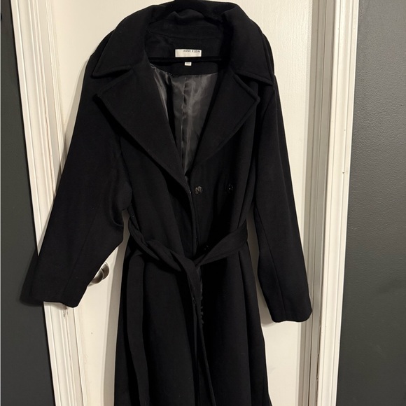 Anne Klein Jackets & Blazers - Anne Klein Black Cashmere Blend, Double-Breasted Trench Coat